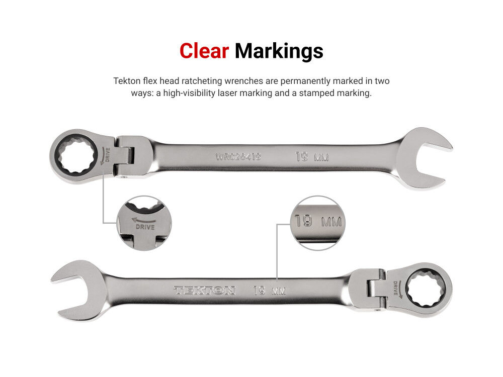 Tekton Flex Head 12 Point Ratcheting Combination Wrench Set, 34 Pieces, large image number 6