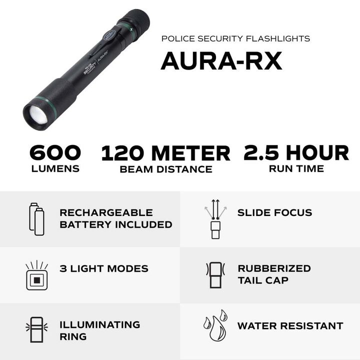 Police Security AURA-RX 600 Lumens Lithium-Ion Battery Rechargeable Penlight, large image number 4
