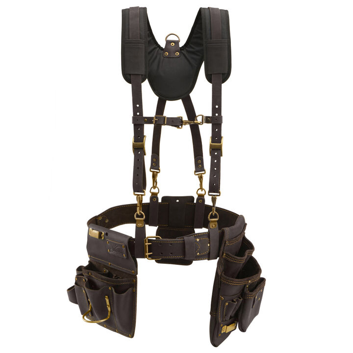 Ox Tools OX Pro 4-Piece Oil-Tanned Leather Drywaller Rig with Suspenders Small/Medium