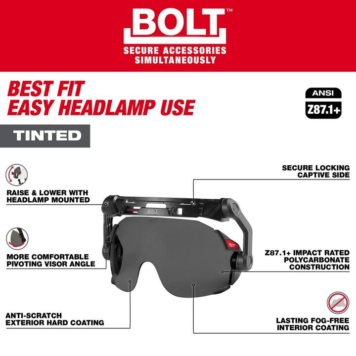 Milwaukee BOLT Eye Visor Tinted Dual Coat Lens Compatible with Safety Helmets, large image number 3
