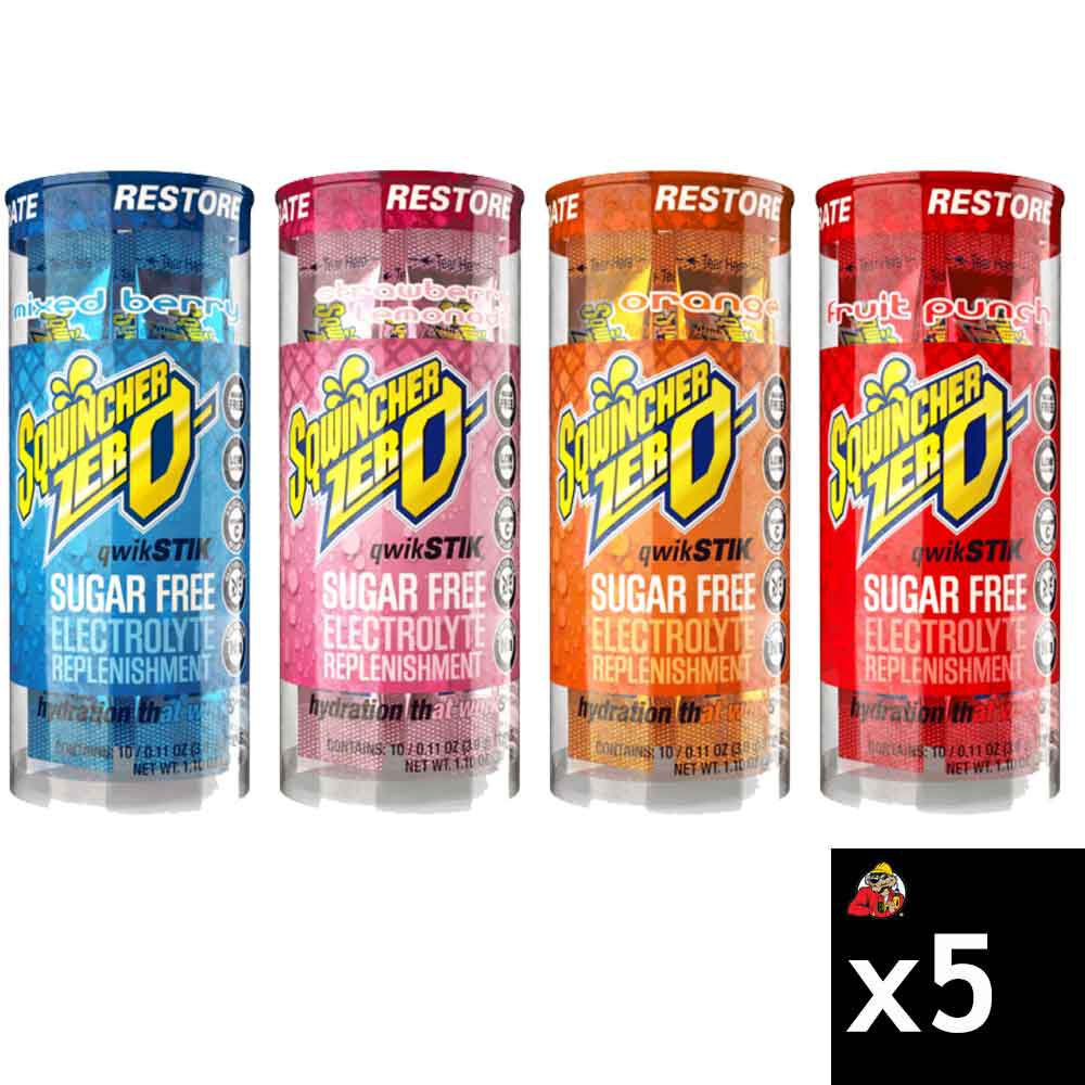 Sqwincher Zero Qwik Stik Electrolytes Replacement 20 Oz Single Serve Assorted Flavor Hydration Pack 200 Pieces, large image number 1