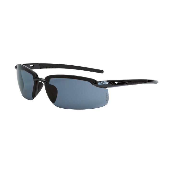 Crossfire ES5 Premium Safety Eyewear Rubber Nose Piece Pearl Black Frame Smoke Lens
