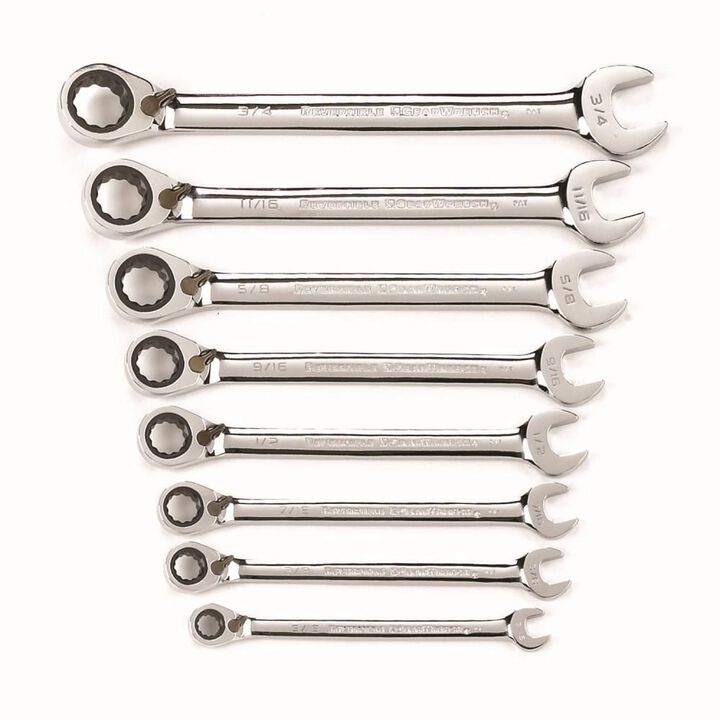 GEARWRENCH 8 Piece 12 Point Reversible Ratcheting Combination Wrench Set SAE