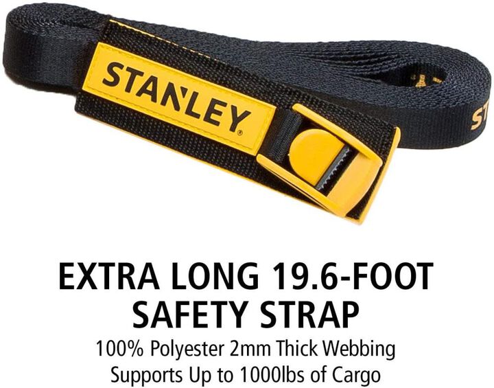 Stanley Tie Down Lashing Strap with Hooks 1in x 19.6' Heavy Duty, large image number 4