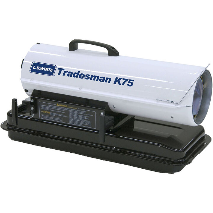 LB White Tradesman Forced Air Open Flame Multi fuel 75K BTU heater