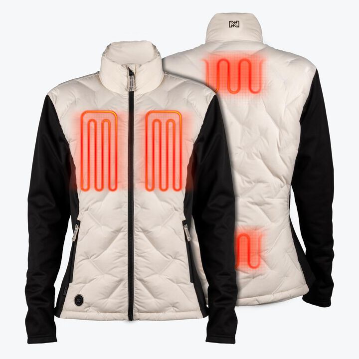 Mobile Warming Womens Aria Hybrid Black and Cream Heated Jacket Kit Medium, large image number 1