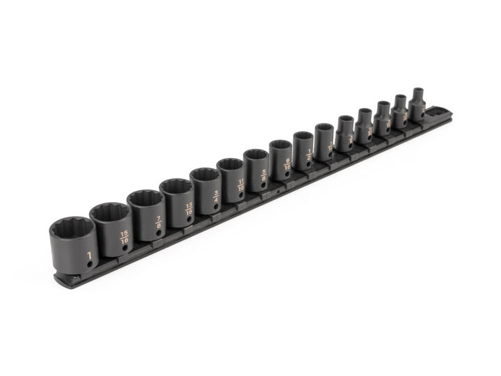 Tekton 3/8 Inch 12 Point Impact Socket Set, 15 Pieces (1/4-1 Inch)