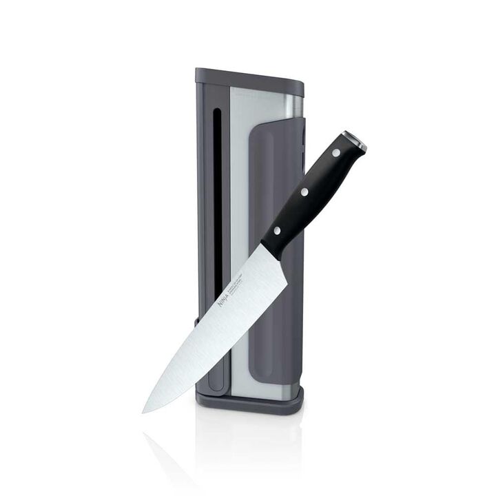 Ninja NeverDull System Essential 8 Inch Chef Knife and Sharpener Black and Gray