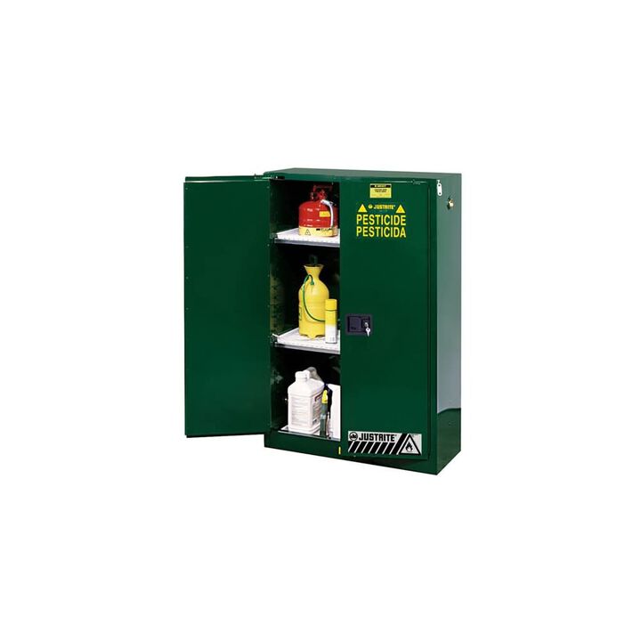 Justrite 60 Gallon Green Steel Self Close Pesticides Safety Cabinet