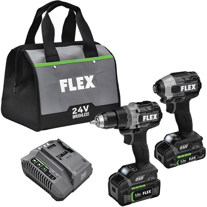 FLEX 24V Drill Driver With Turbo Mode and Quick Eject Impact Driver Kit