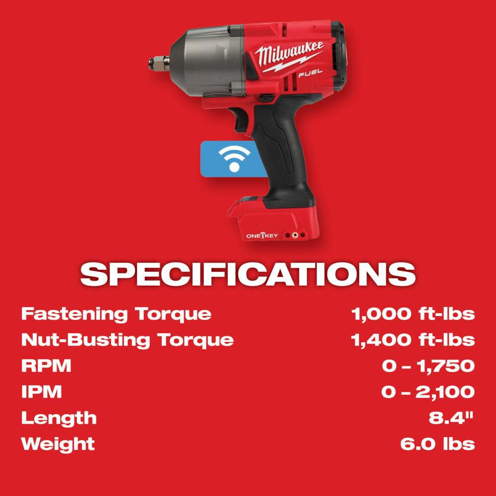 Milwaukee M18 FUEL with ONE-KEY High Torque Impact Wrench 1/2 in Friction Ring (Bare Tool), large image number 7