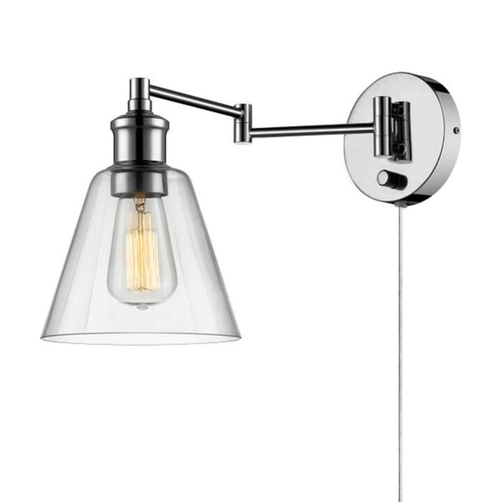 Globe Electric LeClaire Wall Sconce 1 Light Chrome Clear Vintage