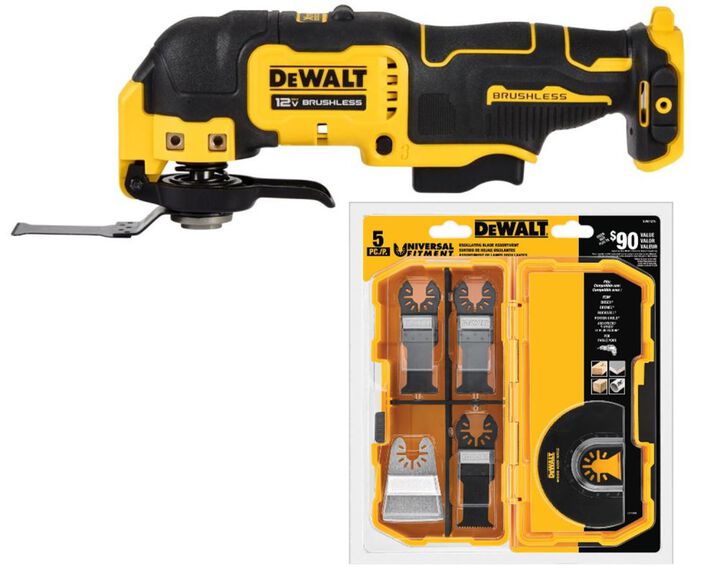 DEWALT XTREME 12V MAX Brushless Cordless Oscillating Tool (Bare Tool) & Oscillating 5-Piece Set