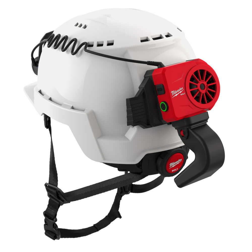 Milwaukee BOLT Red Front Brim Safety Helmet with IMPACT ARMOR Liner Type 2 Class E & USB Cooling Fan Bundle, large image number 2