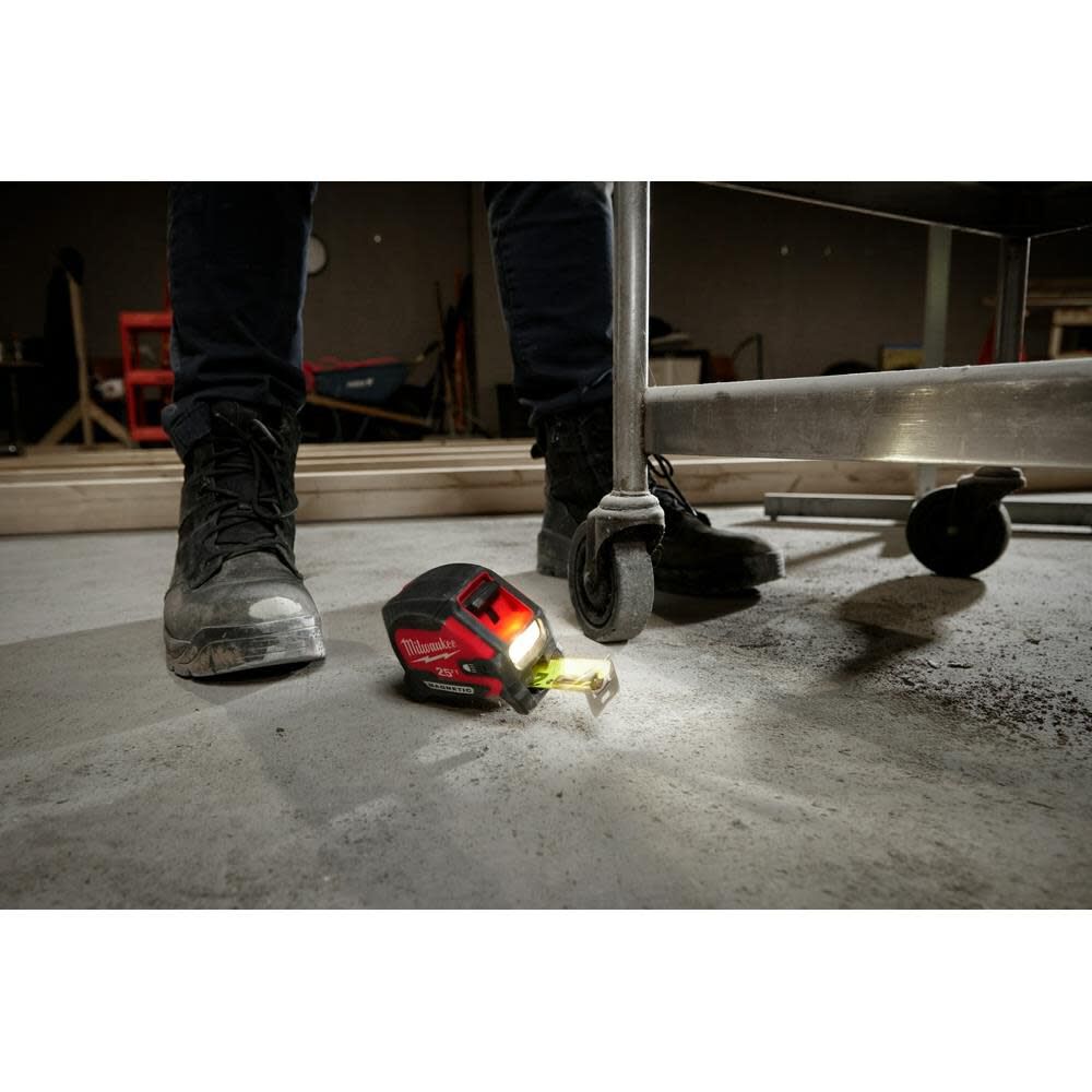 Milwaukee 25ft Wide Blade Magnetic Tape Measure with 100L Light, large image number 7