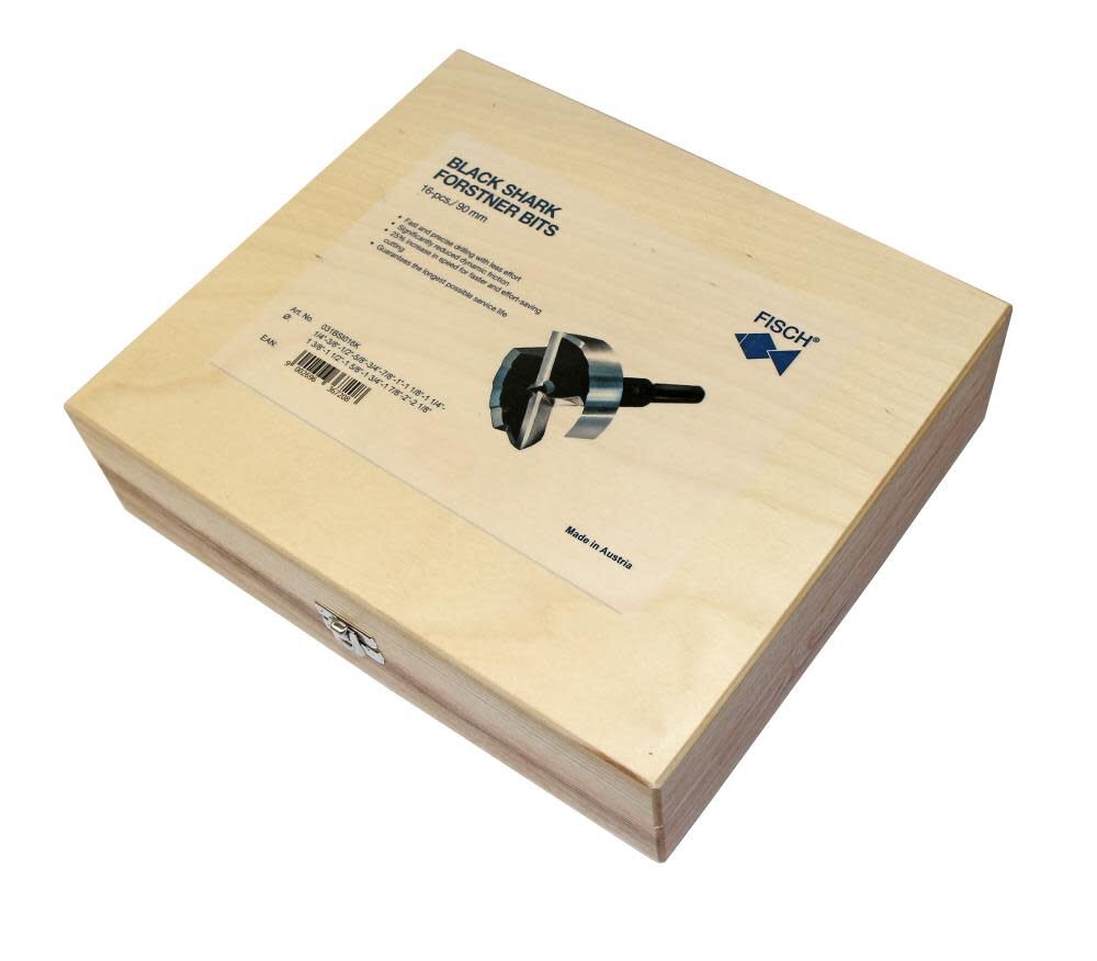 Fisch 16-Piece Imperial Black Shark Forstner Bit Set With Wooden Box, large image number 2