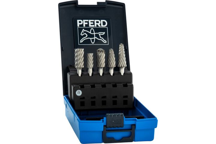 Pferd Carbide Burr Set 5 Piece INOX Cut 1/4 Inch Shank Plastic Case