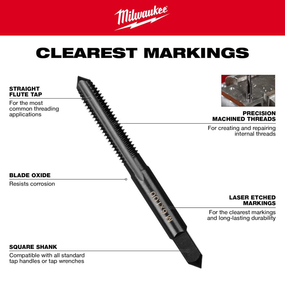 Milwaukee M10-1.50 mm Straight Flute Plug Tap & R Drill Bit, large image number 5
