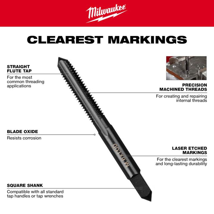 Milwaukee M10-1.50 mm Straight Flute Plug Tap & R Drill Bit, large image number 4