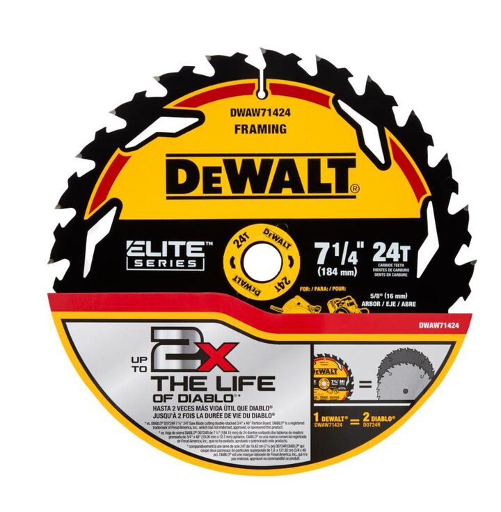 DEWALT Elite Series Blister Circular Saw Blade 7 1/4in 24T