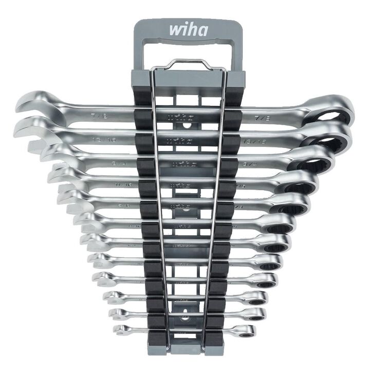 Wiha Combination Ratchet Wrench Set, SAE, 12 Pieces