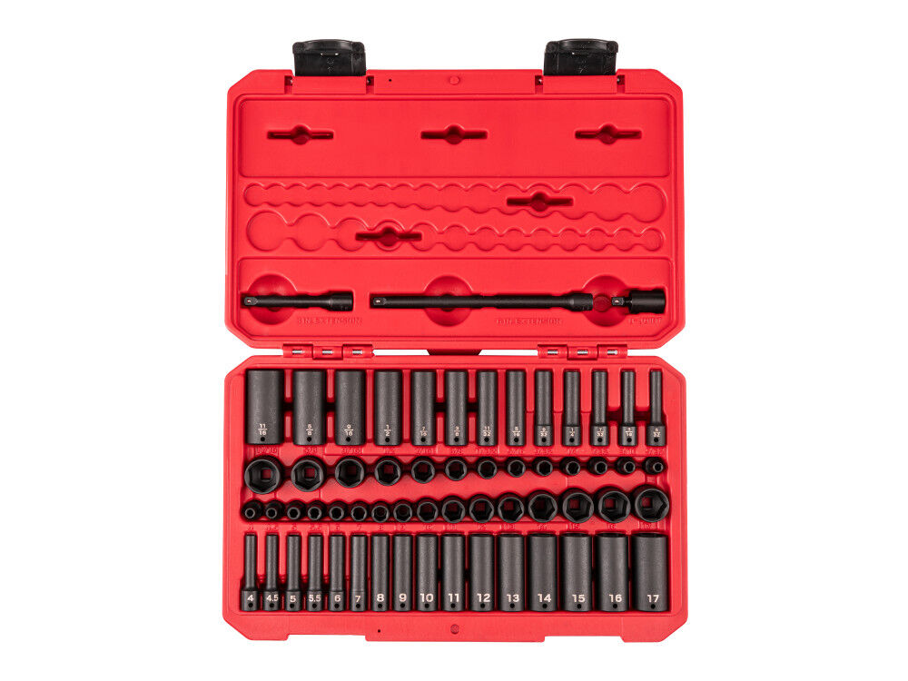 Tekton 1/4 Inch 6 Point Impact Socket Set, 61 Pieces (5/32-11/16 Inch, 4-17 mm), large image number 1