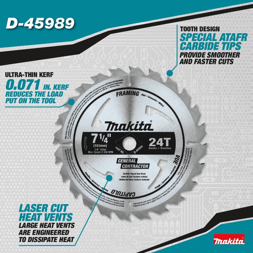 Makita 7-1/4 in. 24T General Purpose Framing Blade 10pk, large image number 3