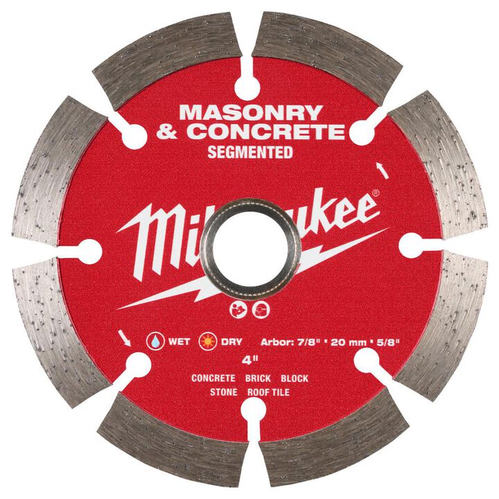 Milwaukee 4 Inch Segmented Rim Diamond Blade for Masonry and Concrete