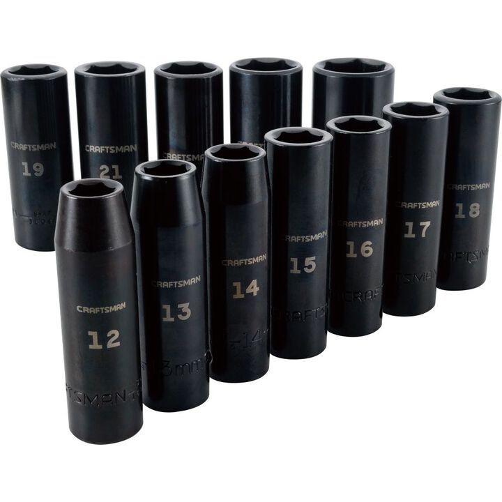 CRAFTSMAN 1/2 Inch Metric Deep Impact Socket Set, 12 Piece