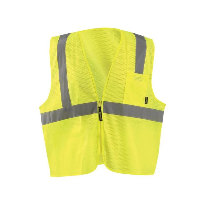 Occunomix Zipper Safety Vest Yellow High Visibility Mesh Standard 5X
