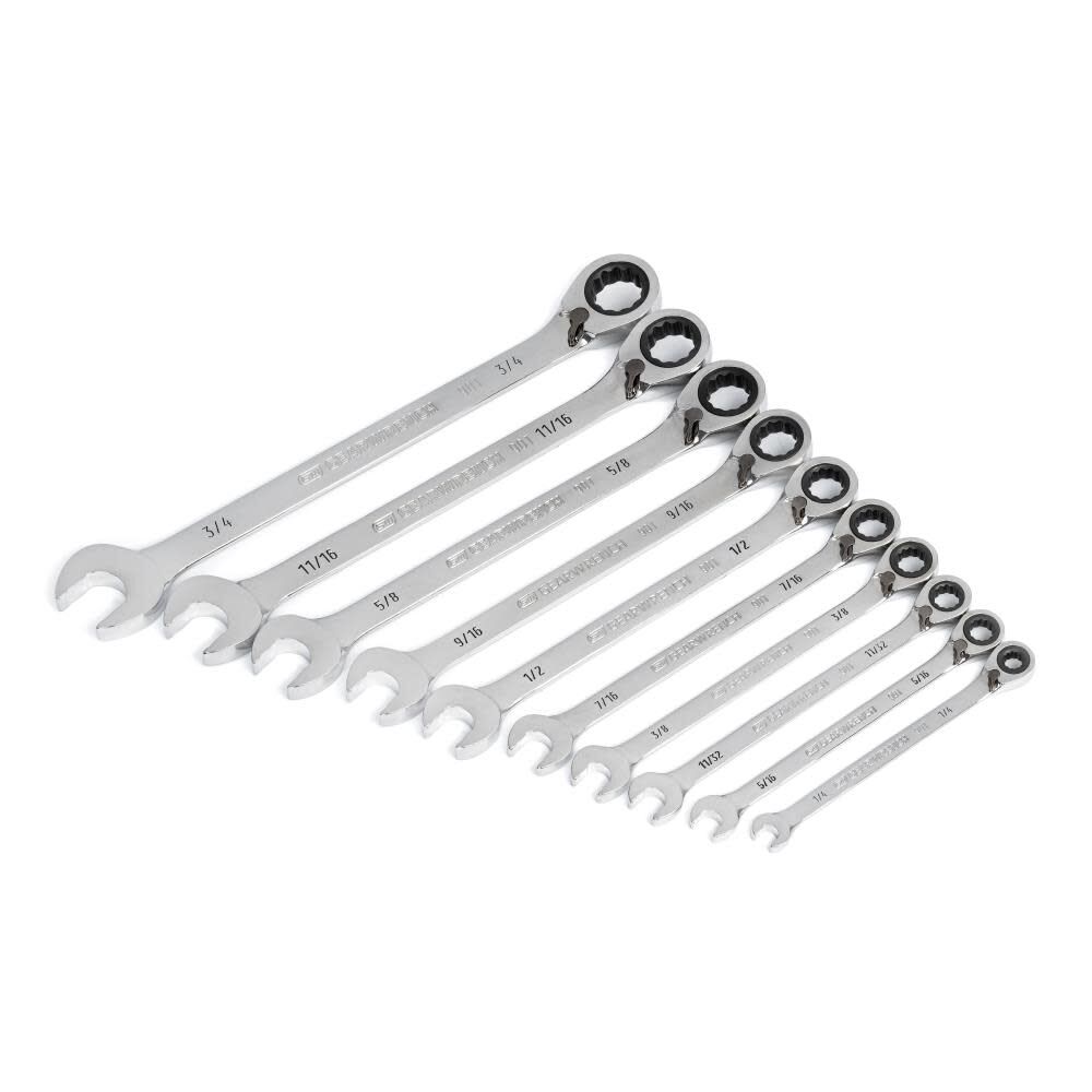 GEARWRENCH 10 Pc. 90-Tooth 12 Point SAE Reversible Ratcheting Wrench Set, large image number 4