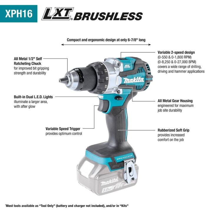 Makita 18V LXT Brushless Cordless 2pc Combo Kit with Two 5.0Ah Batteries, large image number 21