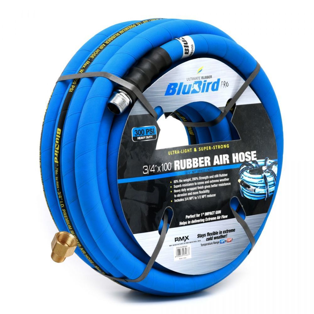BluBird Pro 3/4 Inch x 100 Ft. Rubber Air Hose Assembly, large image number 2