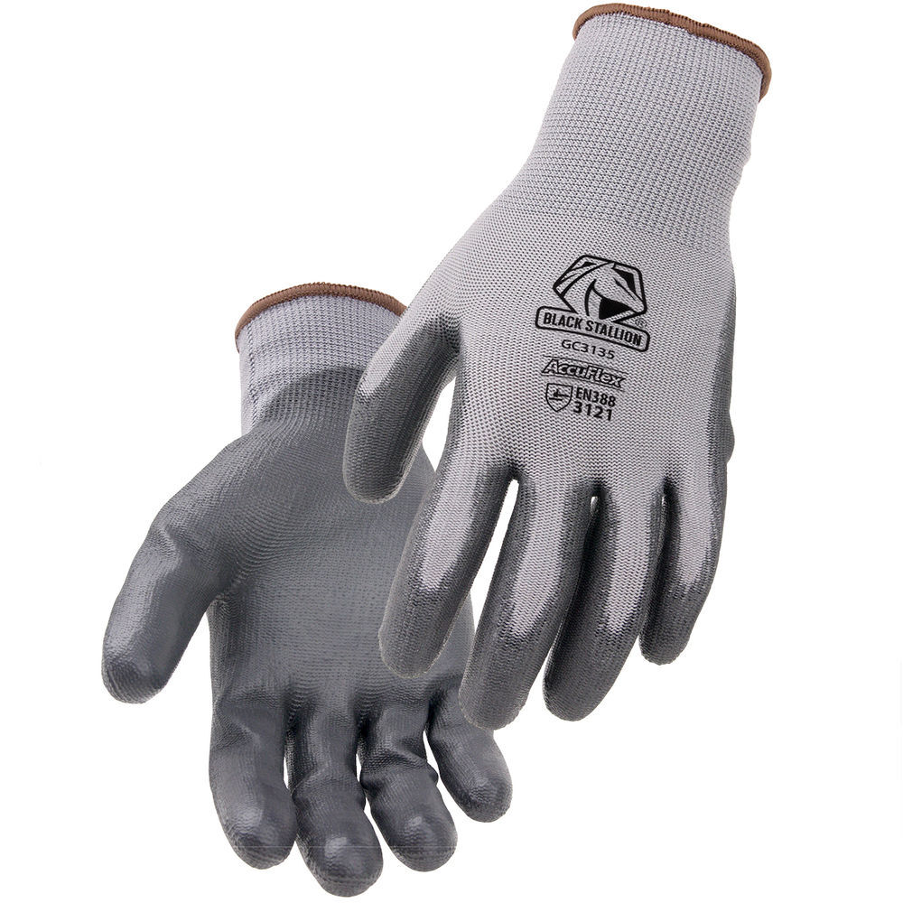 Black Stallion Knit Gloves Gray 13 Gauge PU-Coated Poly Large, large image number 1