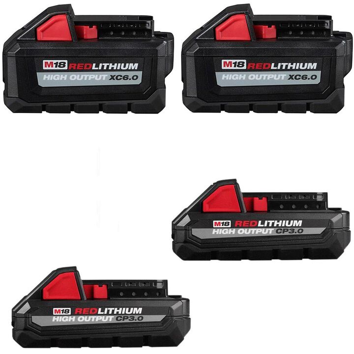 Milwaukee M18 REDLITHIUM HIGH OUTPUT 18V 3Ah/6Ah Lithium Ion Power Tool Battery Pack with Fuel Indicator (4 Pack)