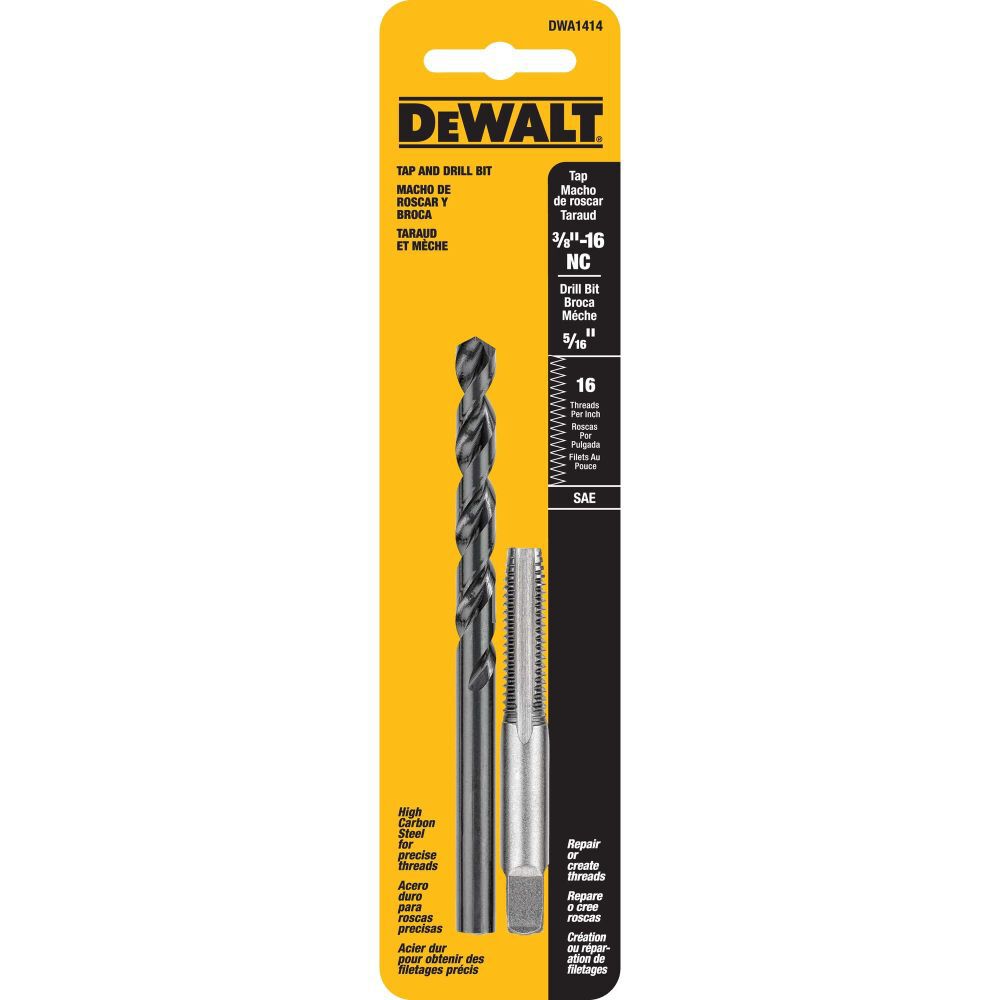 DEWALT 3/8 Inch-16 NC Plug Tap with 5/16 Inch Drill Bit, large image number 2