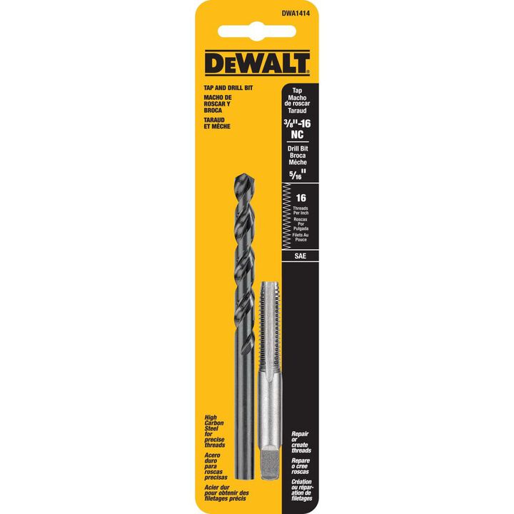 DEWALT 3/8 Inch-16 NC Plug Tap with 5/16 Inch Drill Bit, large image number 1