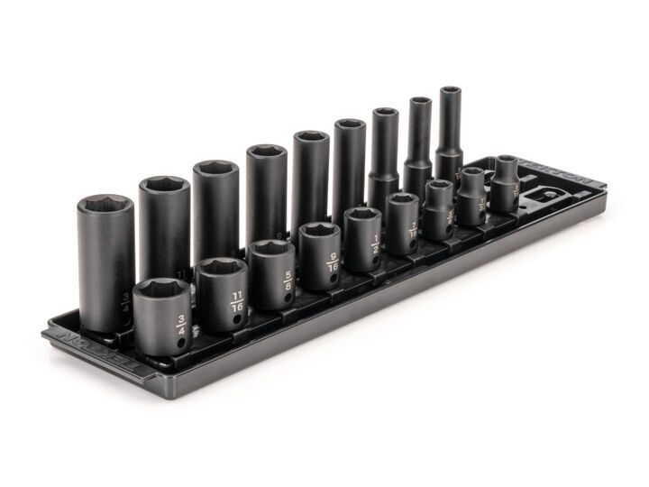 Tekton 3/8 Inch 6 Point Impact Socket Set, 18 Pieces (5/16-3/4 Inch)