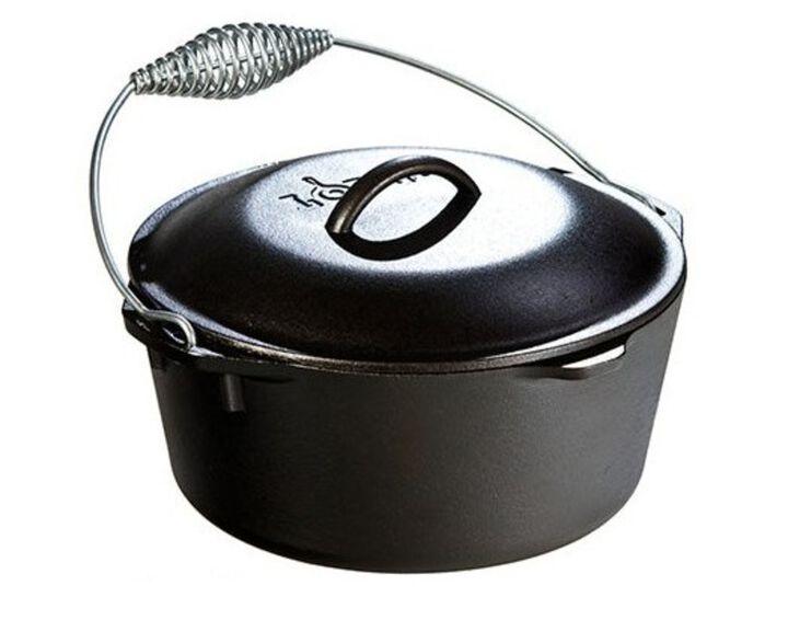 Lodge Cast Iron 5 Qt 10 1/4 Inch Black Cast Iron Dutch Oven with Bail Handle