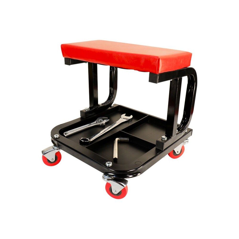 MaxJax Vinyl Cushion Rolling Work Seat with 4 Swivel Casters, large image number 1