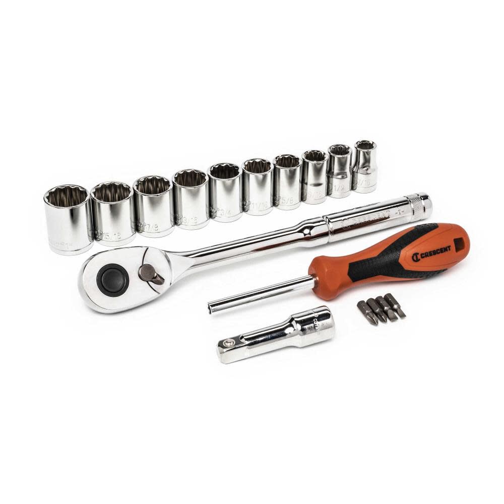 Crescent 17 Pc 1/2in Drive 12 Point SAE Mechanics Tool Set, large image number 1