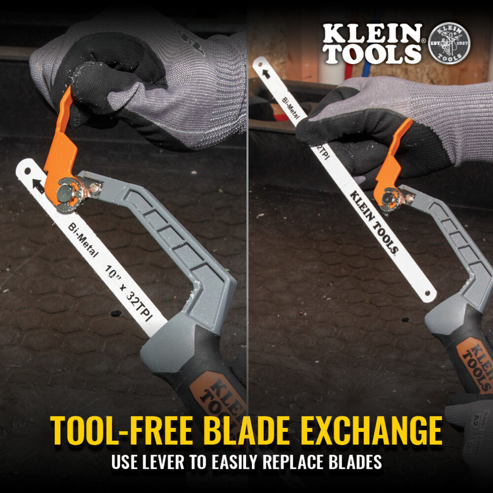 Klein Tools 10 Inch 32 TPI Bi-Metal Compact Finish-Cut Hacksaw, large image number 8