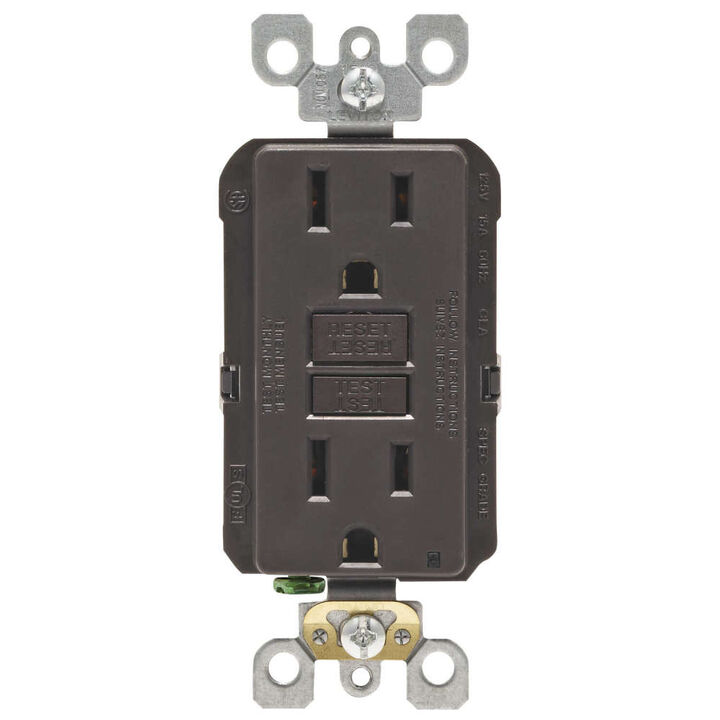 Leviton SmartlockPro GFCI Outlet 15A 125V Duplex Brown NEMA 5-15R