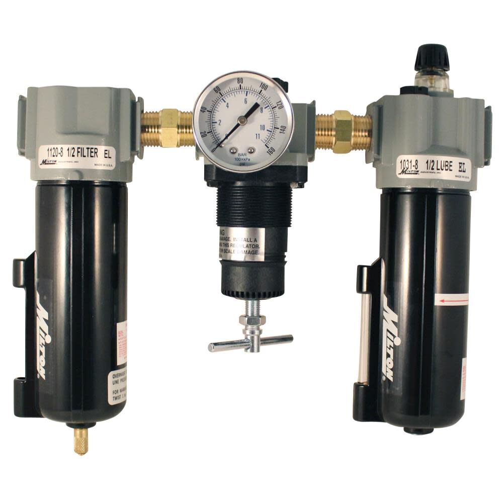 Milton Filter Regulator Lubricator FRL Trio 1/2 In. NPT, large image number 1