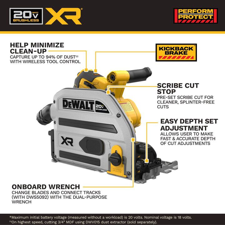 DEWALT 20V XR 6 1/2 Inch Track Saw Kit with Two 30 Inch Tracks, large image number 2