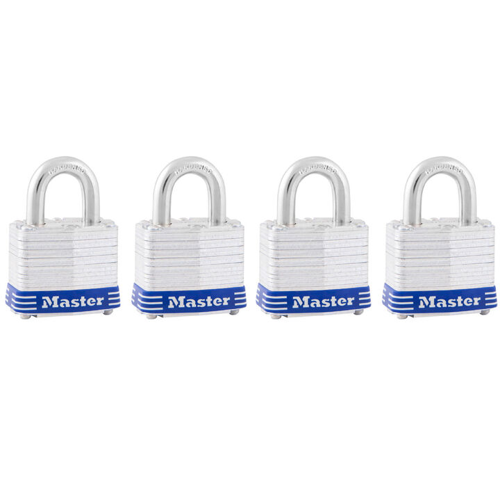 Master Lock Padlock 1 9/16in Keyed Alike Tumbler 4pk