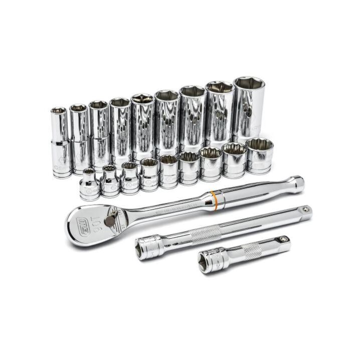 GEARWRENCH 21 Piece 3/8 Drive 6 and 12 Point Standard and Deep Mechanics Tool Set SAE
