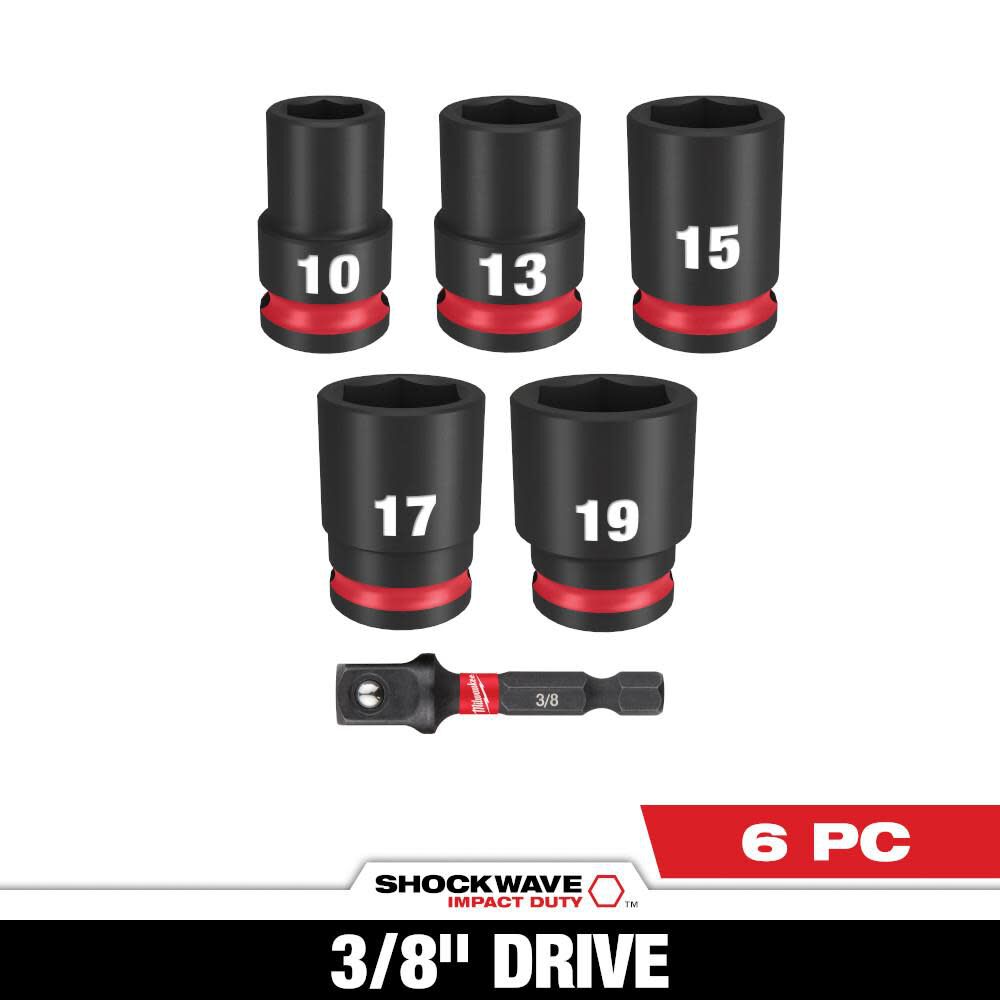 Milwaukee SHOCKWAVE Impact Duty 3/8in Drive Metric Standard Socket Set 6pc, large image number 2