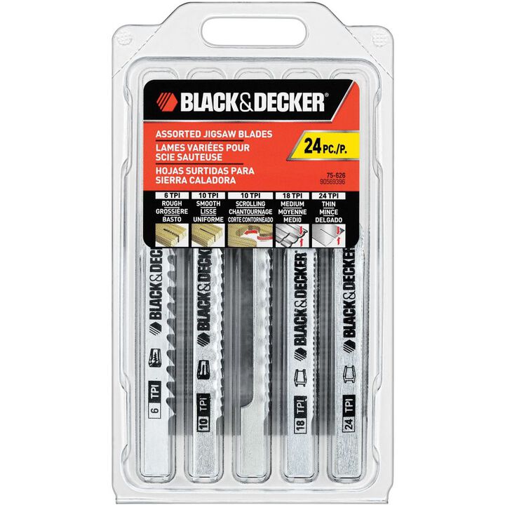 Black and Decker Assorted Wood And Metal Jigsaw Blades Set, 24 Pieces