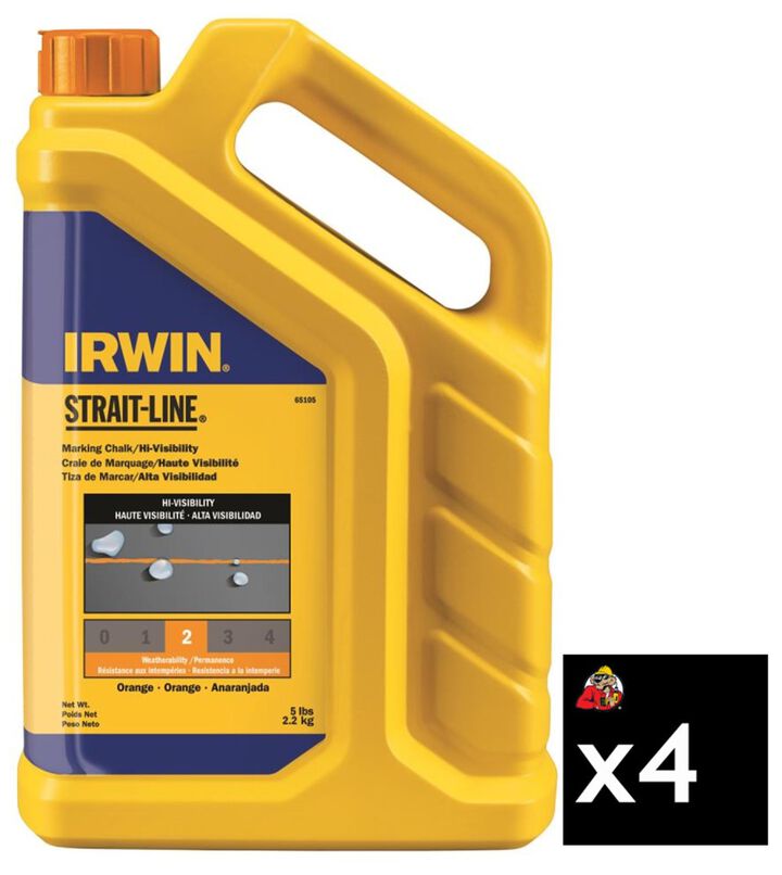 Irwin 5lb Orange Chalk Hi Vis Pack of 4